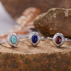 S925 Sterling Silver Ring With Natural Opal Cabochon for Women